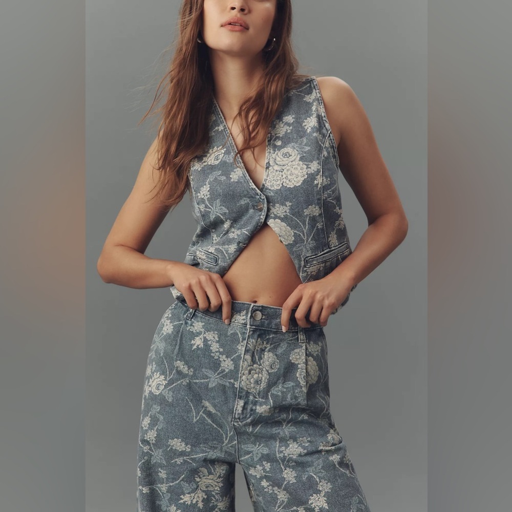 NWT! Anthropologie Leon Double Hem High-Rise Wide-Leg Cuffed Jeans 🛼 - Picture 4 of 4